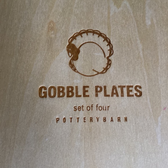 Pottery Barn Thanksgiving Turkey Gobble Appetizer/Dessert Plates in Wooden Box - Picture 15 of 16